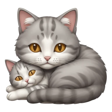 1 grey and white small cat with its eyes closed lying down leaning on his elbow with his paw curled under his head holding it up sticker