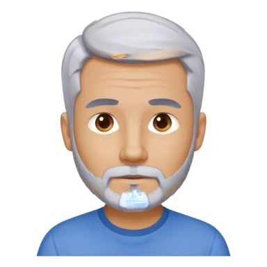 man with short gray hair, trimmed beard, blue shirt, inspired by reference photo sticker