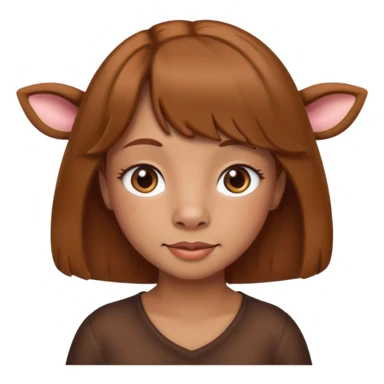 Make a cute girl brown cow with a brown wig and brown eyes sticker