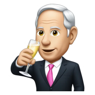 Netanyahu drinking pink champagne sticker