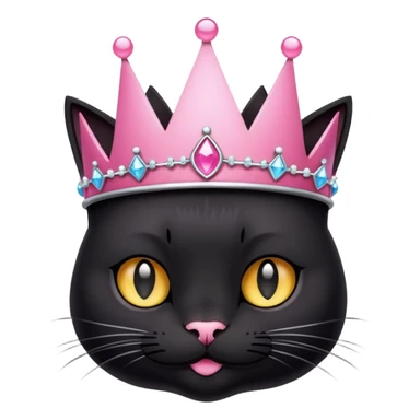 black cat wearing a princess crown pink sticker