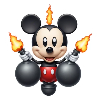 Psycho mickey Mouse with a bomb sticker