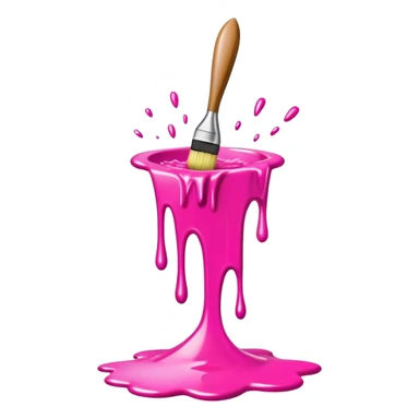  flying art brush dripping pink slop  sticker