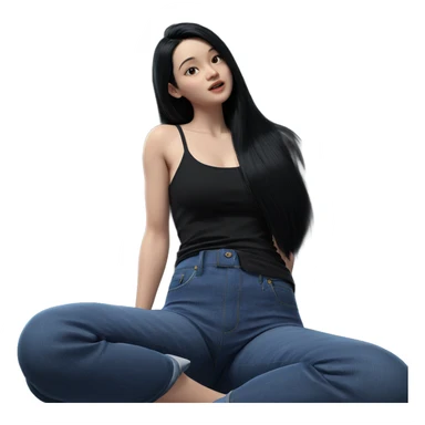 girl with black hair jeans sticker