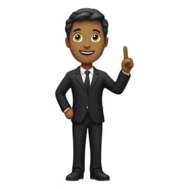 Full length teacher in black suit pointing finger up sticker