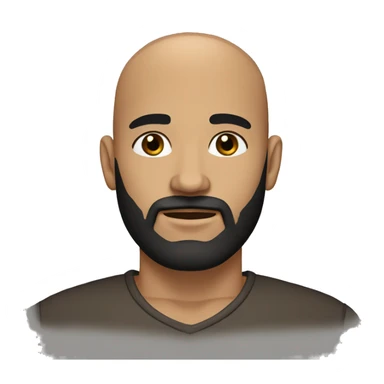 Light brown skin male, bald guy with a black beard and black eyebrows head only sticker