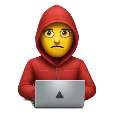 Hacker typing on red computer  sticker