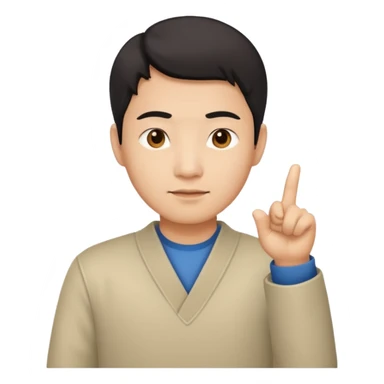 asian man pointing down sticker