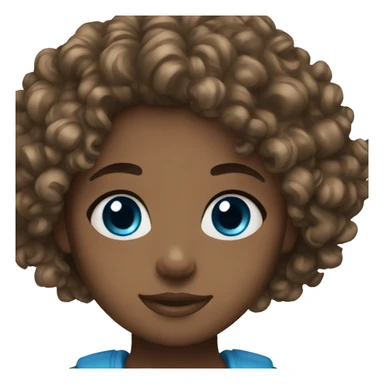 Brown and curly hair girl with blue eyes sticker