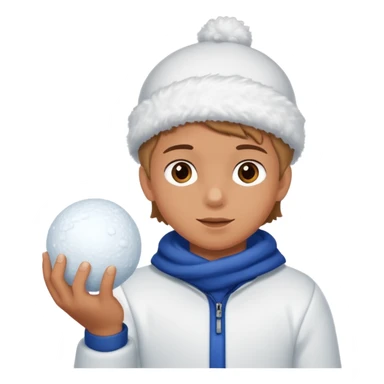 kid with sweated holding snowball sticker