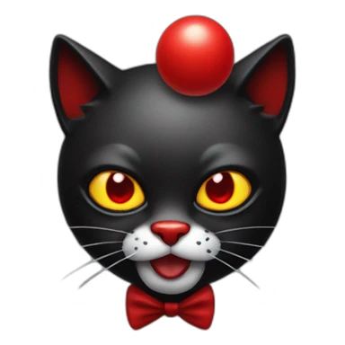 black devil kitty with red eyes and clown nose sticker