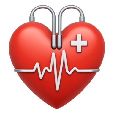 Minimal line-art icon of a heart with a pulse line inside, clean modern style, simple outlines, no background, transparent, represents “medical challenges / health difficulties sticker