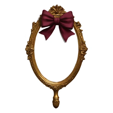 Vintage mivintage mirror with handle and burgundy bow sticker