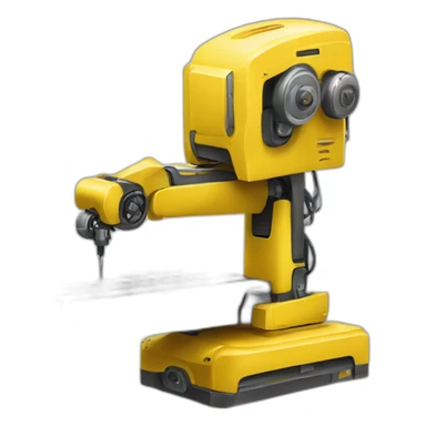 Robot tondeuse jaune et rectangulaire  sticker