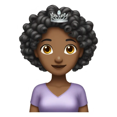 Long curly dark hair color birthday tiara light skin sticker