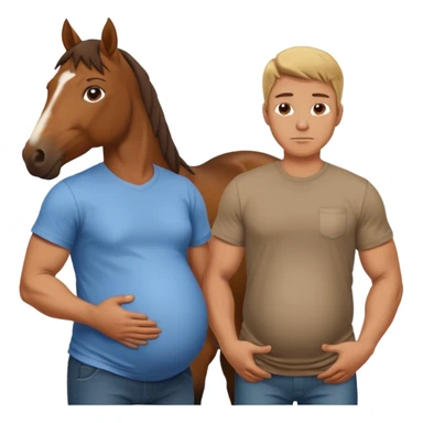 pregnant man  with horse sticker