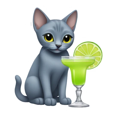 Russian Blue cat drinking margarita sticker