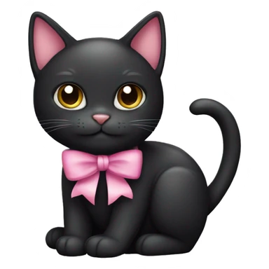 black cat with pink bow sticker