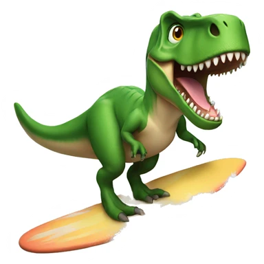 A t-rex surfing sticker
