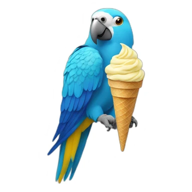 Parrot yellow and blue eating ice cream sticker