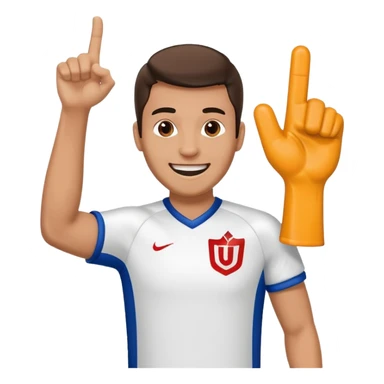 A cheerful man in a team jersey, waving a giant foam finger high with an excited grin. sticker