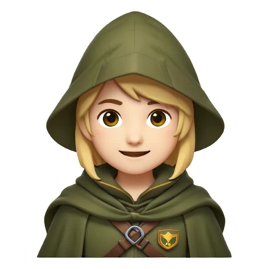 Clash of Clans aesthetic Playful Ranger Portrait Emoji, Head tilted with a friendly, mischievous smile and bright, curious eyes, featuring a compact, nimble build outfitted in rugged, earthy gear and a stylish cloak, his natural skin tone adding authenticity, Simplified yet irresistibly charming features, highly detailed, glowing with a warm, inviting forest glow, high shine, spirited and lively, stylized with an air of whimsical woodland adventure, soft glowing outline, capturing the essence of a playful ranger exuding friendly natural charm! sticker
