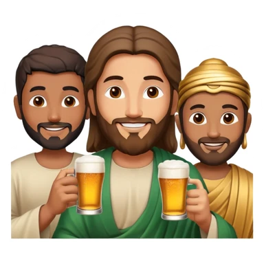Mohammed Jesus and Buddha drinking beers sticker