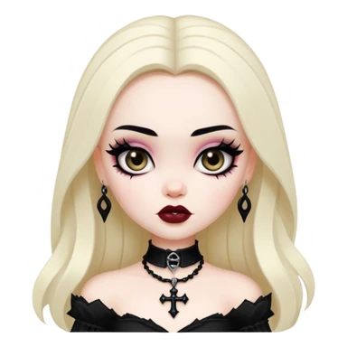 pretty bratz baddie, pale skin, black hair, gothic style sticker