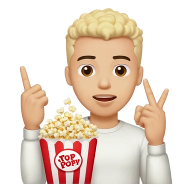 Man eating popcorn putting up the middle finger   sticker