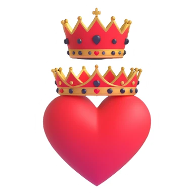 heart 75% red and 25% black with a queen's crown on top sticker