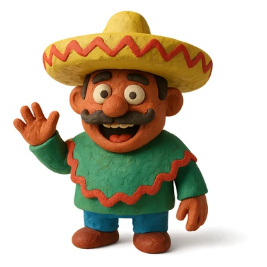 claymation style funny Mexican character with a sombrero sticker
