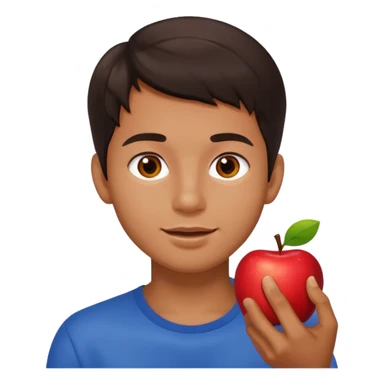 I want you to create an emoji of a spanish sergeant,  He should be a young guy with dark brown hair, brown eyes, his skin color like he’s tan and he’s eating an apple  sticker