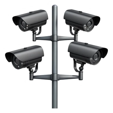 Four cctv cameras linked together on pole sticker