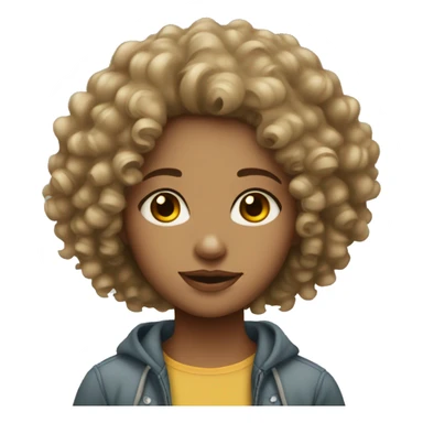 Thick light skin curly haired girl sticker