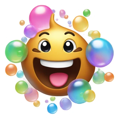 Rainbow poop emoji smiling with bubbles around it sticker