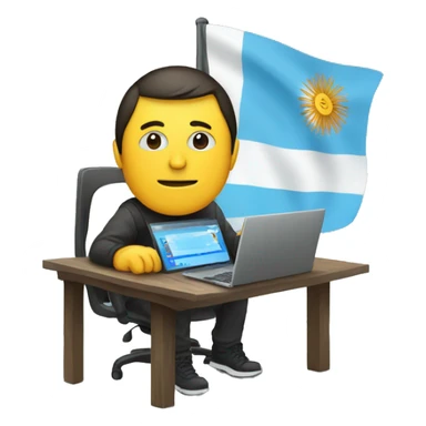 hacker using computer, with an argentinian flag behind the person sticker