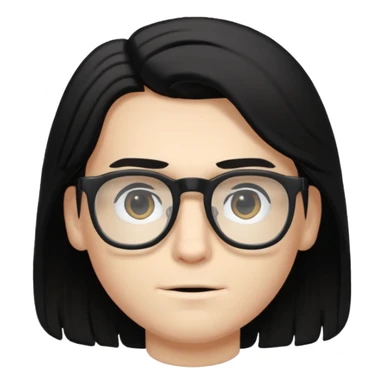 very handsome and very white skin boy with black mid length hair and glasses  sticker