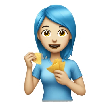 blue hair white skin woman eating chips  sticker