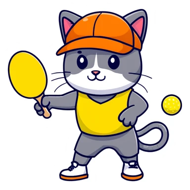 Cat playing pickleball sticker