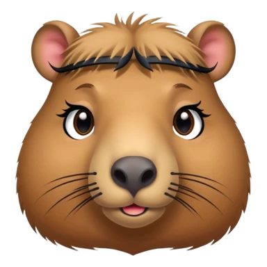 capybara with faka eye lashes and make up sticker