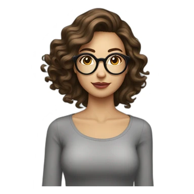 Femme brune cheveux boucles longs avec lunettes rondes sticker