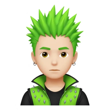 Boy with Neon Spiky Hair – green spikes sticker