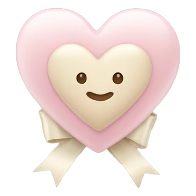 light pink heart with cream bow sticker