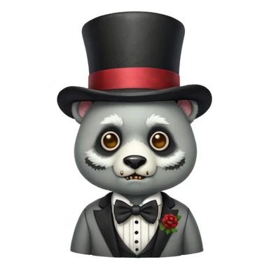 zombie panda with bow tie and top hat sticker