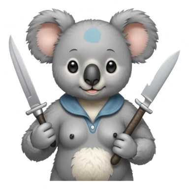Female koala with knife sticker