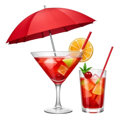 Fruit Punch – colorful drink with fruit chunks and umbrella sticker