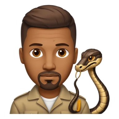 Homme métisse yeux marron avec un bouc cheveux court avec dégradé sur le côté, avec un cobra à côté sticker