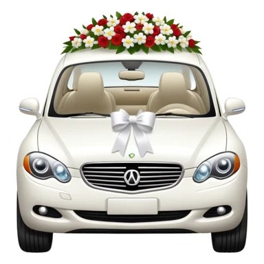 luxury car with wedding decorations, horizontal sticker