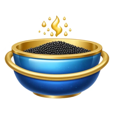 Cuenco azul y dorado con caviar sticker