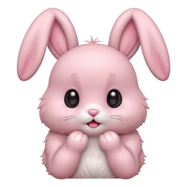 Pastel pink bunny, kawaii fluffy ears and body pretending to be shocked  sticker